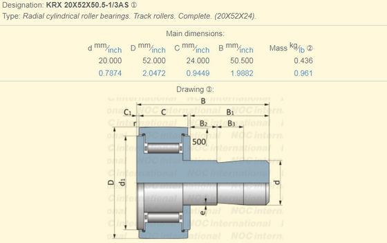 KRX20X52X50.5 high precision cam follower  bearing 20*52*50.5mm