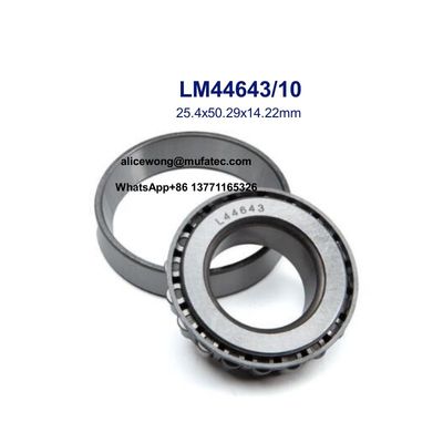 Automotive Bearings LM44643/10 25.4x50.29x14.22mm Tapered Roller Bearings